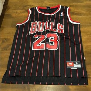 Nike Black and Red Bulls Jersey